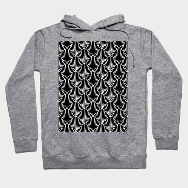 Art Deco Pattern No 31 - Black and White Pattern Hoodie by Millusti